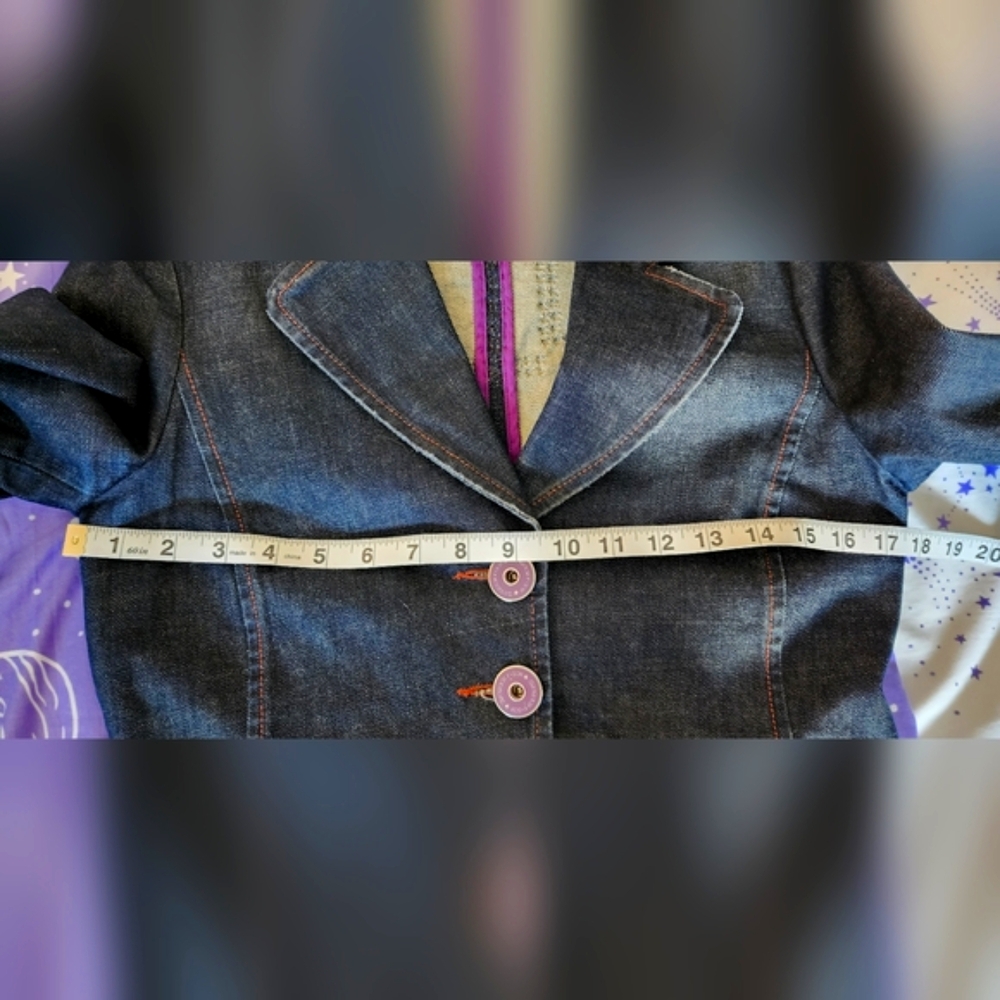 Iceberg ICE·J Y2K Studded Logo Denim Blazer Jacket Made in Italy IT44/M - Picture 9 of 11